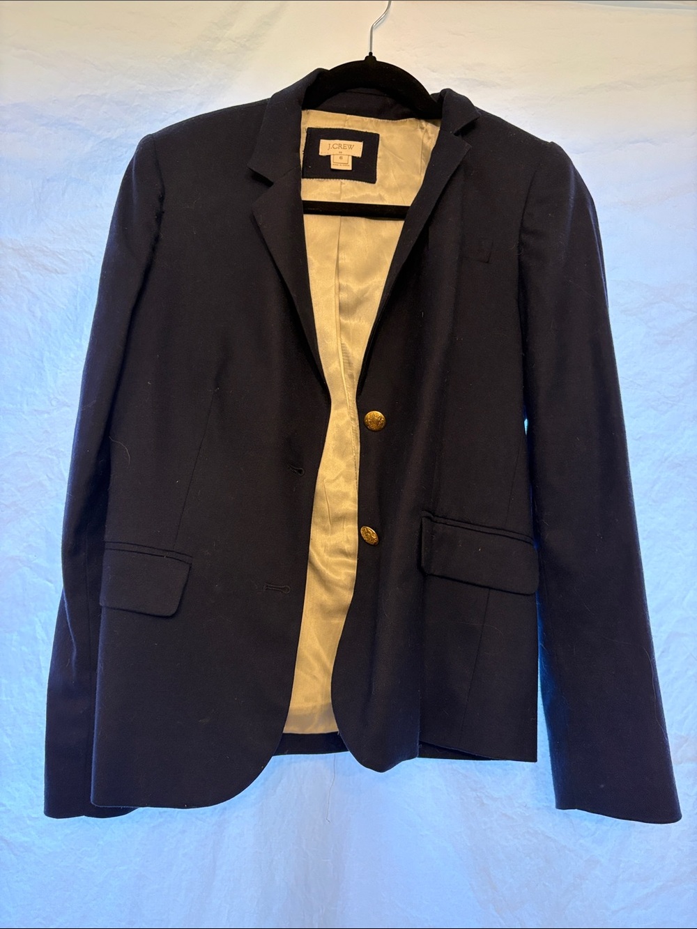 J.Crew Navy Blue Schoolboy Blazer with Gold Crest Buttons - Size 6